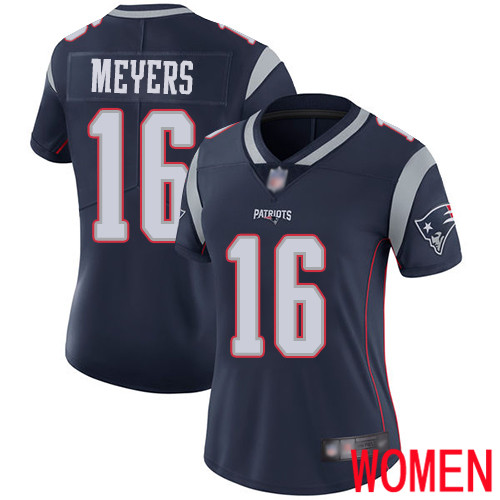 New England Patriots Football #16 Vapor Limited Navy Blue Women Jakobi Meyers Home NFL Jersey